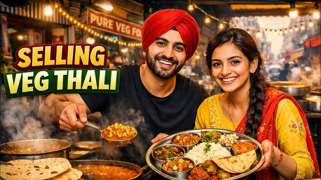 Hardworking Couple Selling VEG THALI in LUDHIANA | Street Food India