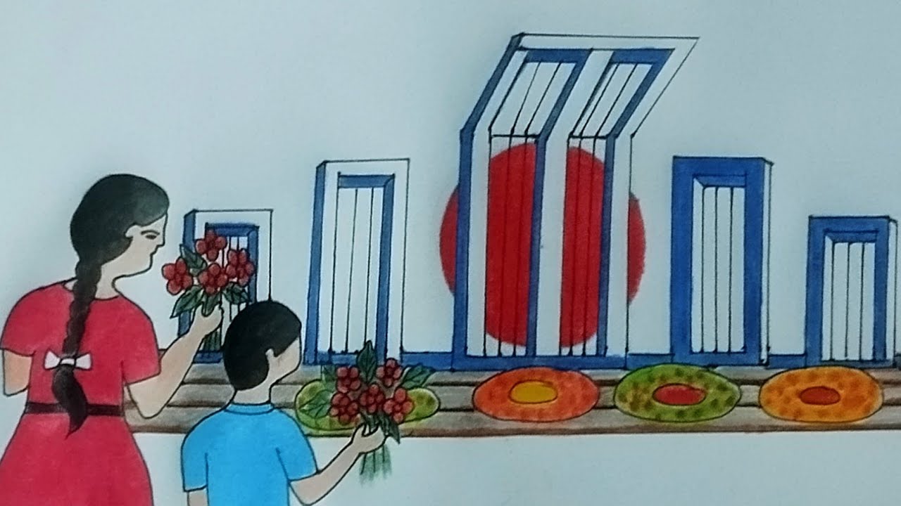 Shahid Minar drawing//21st February drawing/২১ শে ফেব্রুয়ারির দৃশ্য আঁকা/ drawing for competition 