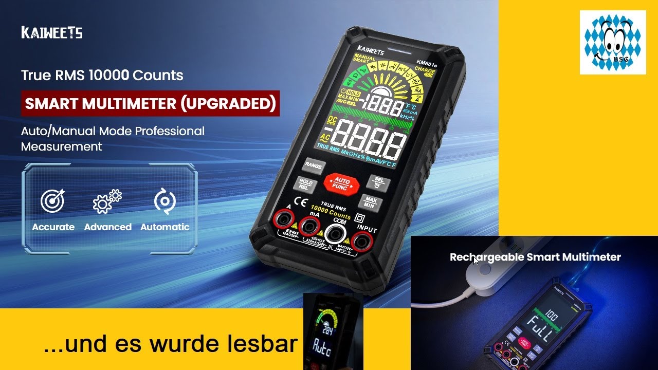 Kaiweets KM601s Multimeter 💗  Allround MM mit Leuchtziffern und Akku 💗  nie wieder Batterie wechsel