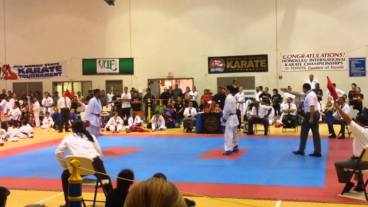 All Hawaii Karate 2015 Final 18+ Male Kumite Brian Hilliard vs Milan Twining