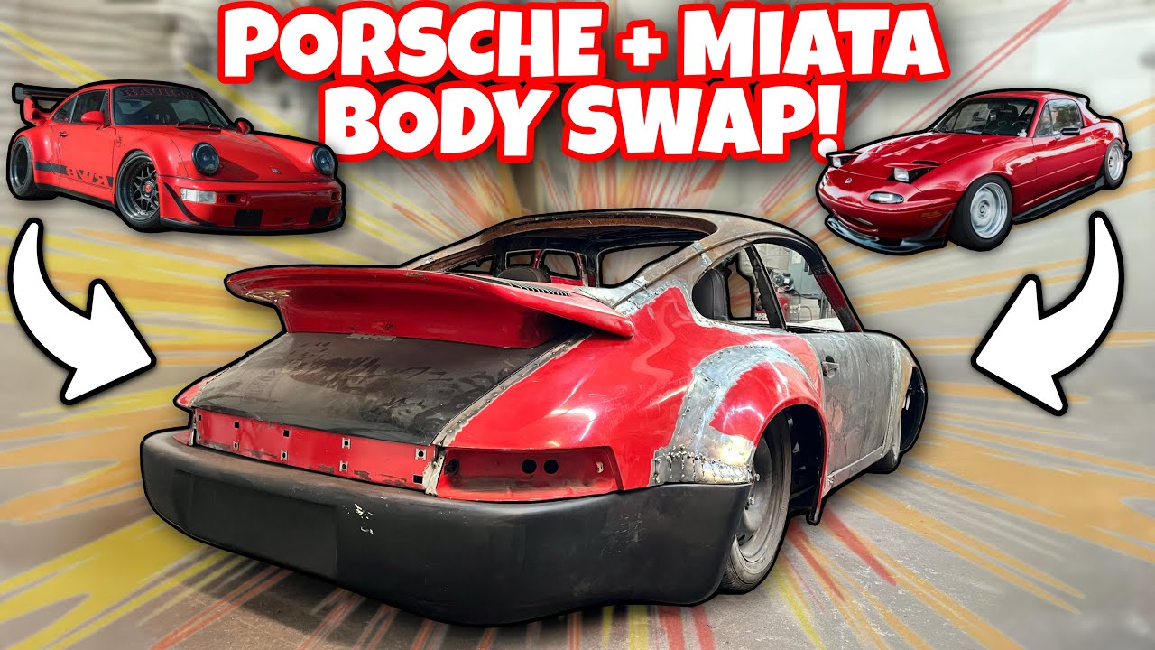 PORSCHE 911 & MAZDA MIATA BODY SWAP! WORLDS CHEAPEST BUDGET BUILD WIDE BODY 911 EVER! CUSTOM DASH