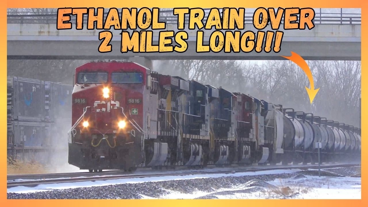A Monster Ethanol Train Over 2 Miles Long And Five Locomotives Cross The Diamond