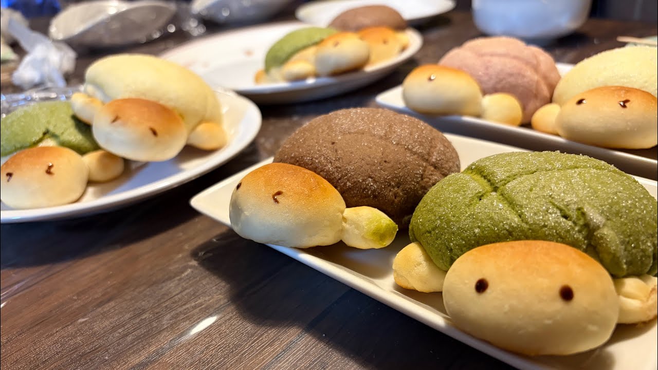 4色かめろんぱんの作り方/Cute Turtle Melon Pan 