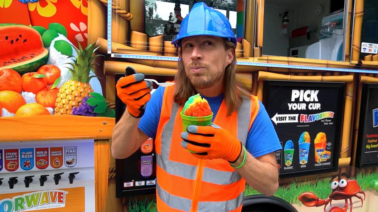 Handyman Hal visits a Kona Ice Truck. Learn colors.