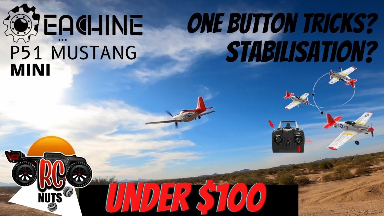 Eachine P51 Mini Mustang [ Best Beginner RC Plane 2021 ] Auto flips, rolls, 6 Axis Gyro WOW durable