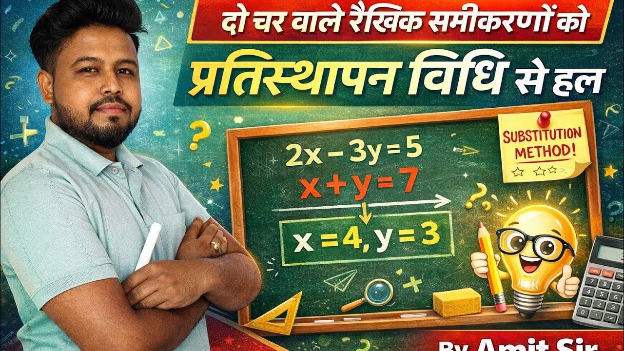 10th Bihar board // प्रतिस्थापन विधि द्वारा हल 🙂