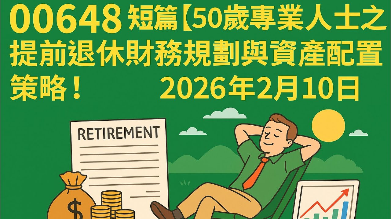 00648 短篇【 50歲專業人士之提前退休財務規劃與資產配置策略！】2026年2月10日
