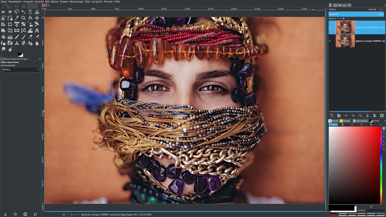 Gimp 2.10: Augen zum strahlen bringen