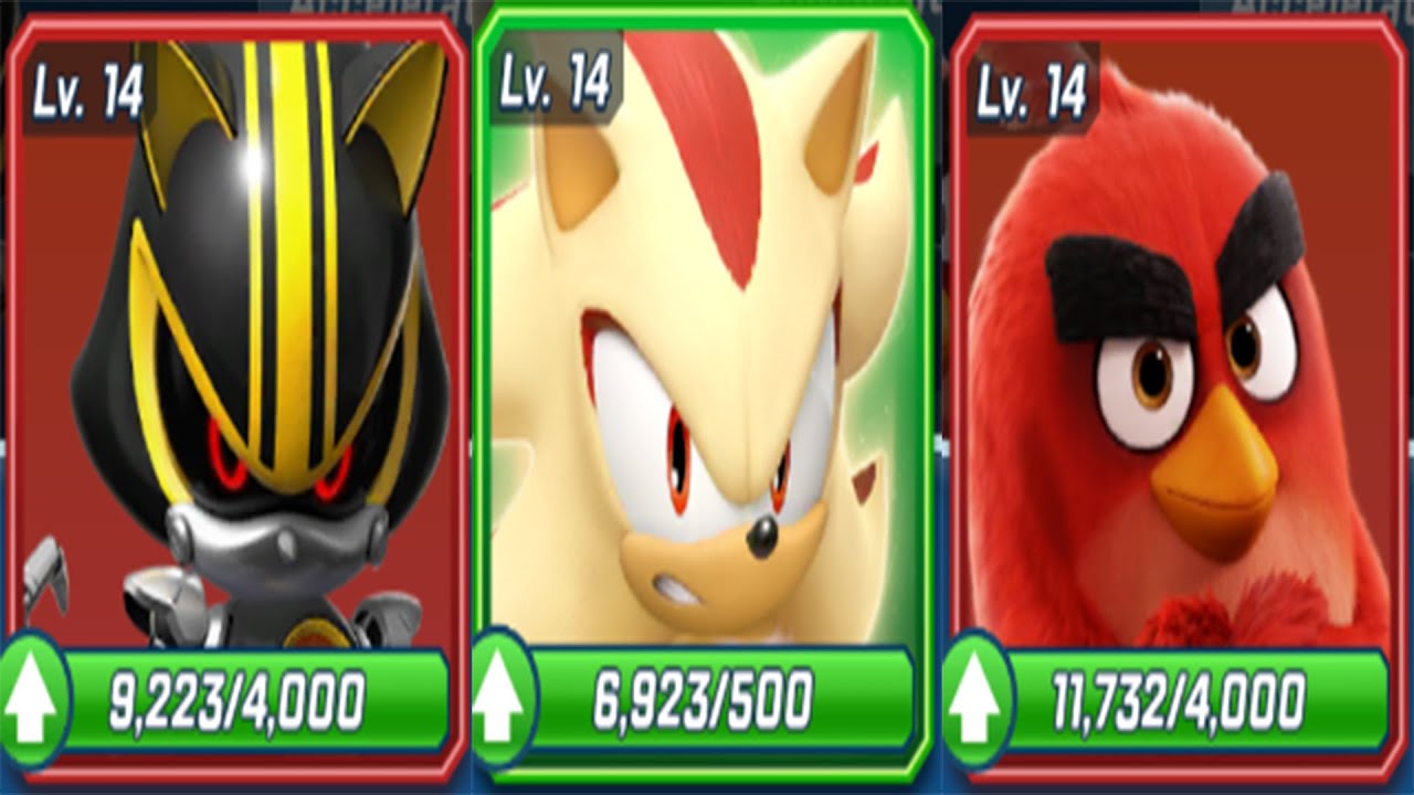 Use level 14 Runners: Metal Sonic Mach 3.0 vs Super Shadow vs Red from Angry Birds Sonic Forces