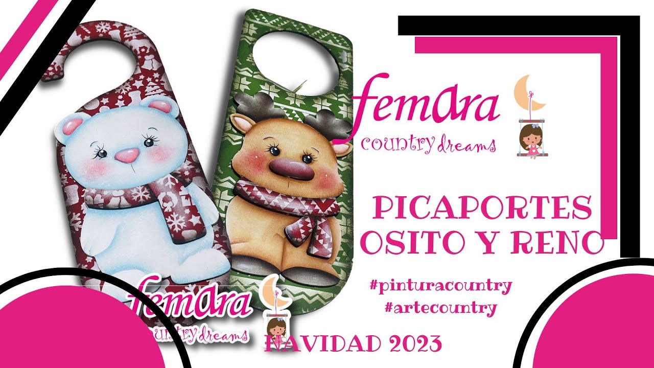 Picaportes navide&ntilde;os pintura country #reno #osopolar