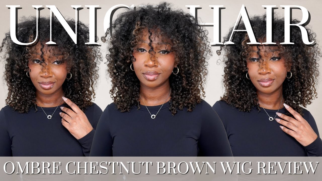 Beginner Friendly Chestnut Brown Ombre Glueless Curly Finger Coil Wig | ft. UNice Hair | Tan Dotson