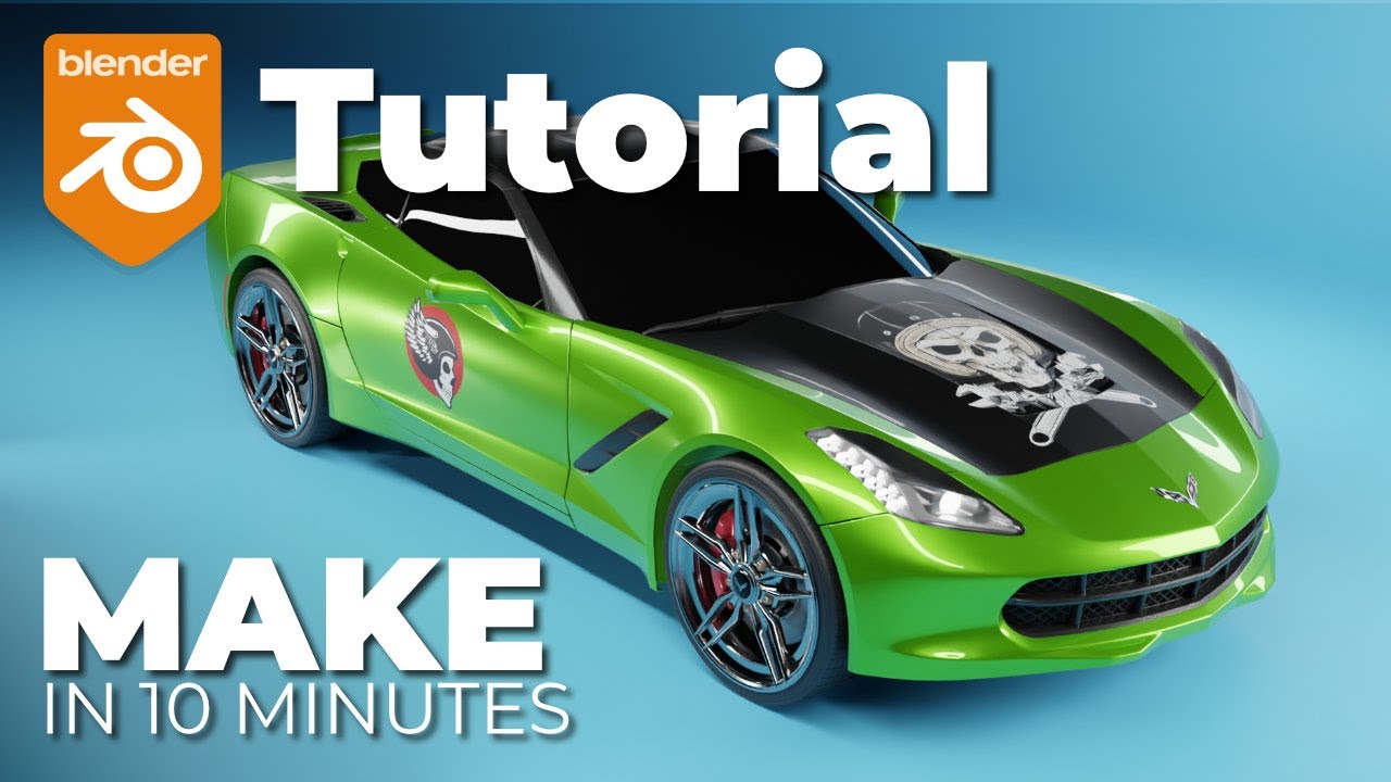 CUSTOM CARS in Blender, add decals, paint and chrome! Full Blender Car tutorial.