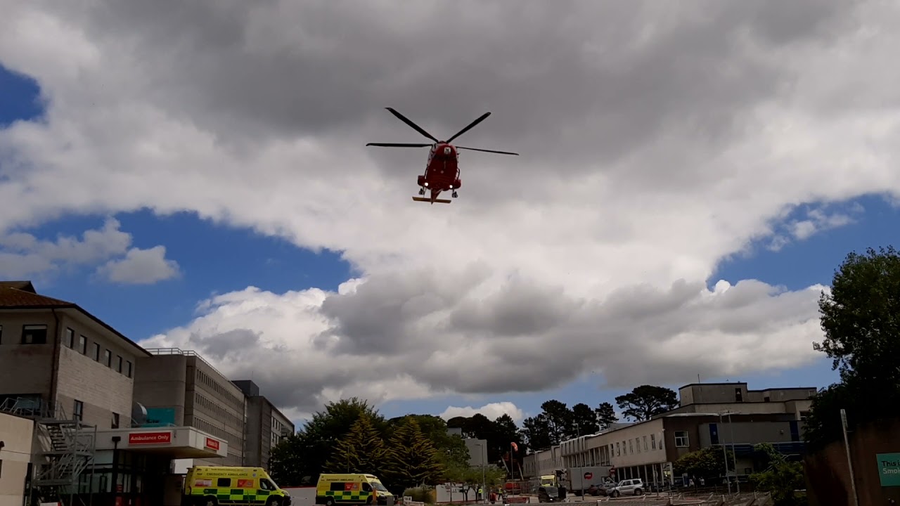 Cornwall Air Ambulance landing at Treliske June 2021