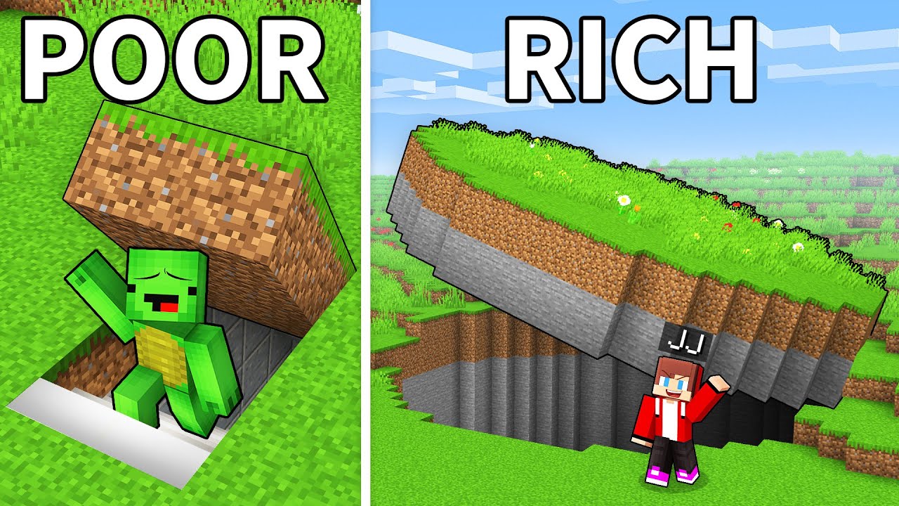 JJ and Mikey: NOOB vs PRO Underground Base Battle in Minecraft - Maizen
