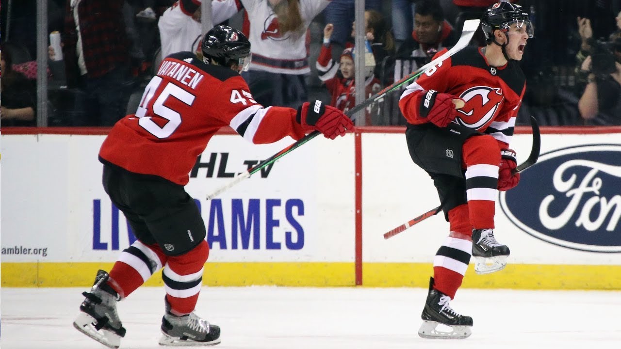 Jack Hughes goes top shelf on the power play for his first NHL goal