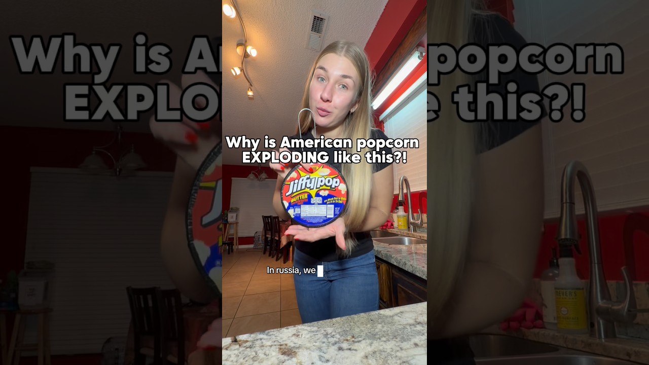 Russian girl tries to make Jiffy Pop for the first time 🇺🇸 🇷🇺 #foodreview