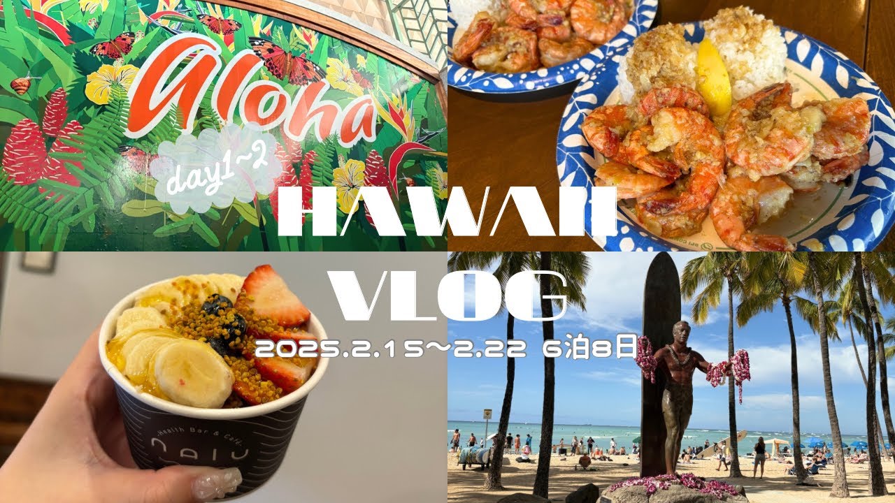 【HAWAII Vlog #1】 6泊8日の家族旅行🌺｜JAL利用✈️｜エンバシースイーツホテルに宿泊｜おいしいグルメとショッピング｜