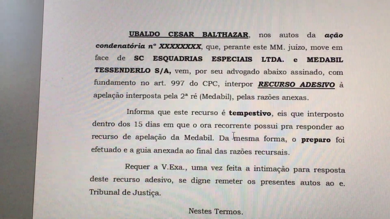 Recursos - analisando a petição de Rec. Adesivo