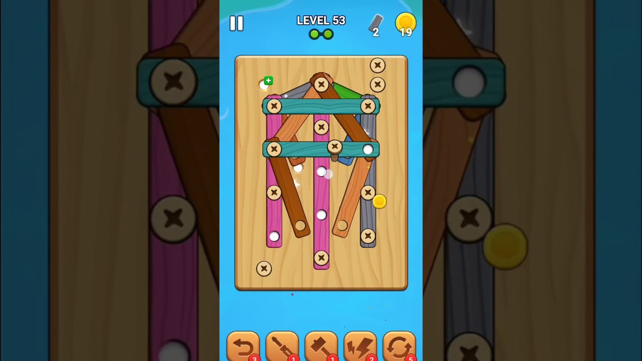 Wood Screw Puzzle &ndash; Stage 53 / Level 53 Solution | Easy Trick #WoodScrewPuzzle #PuzzleGame #Shorts