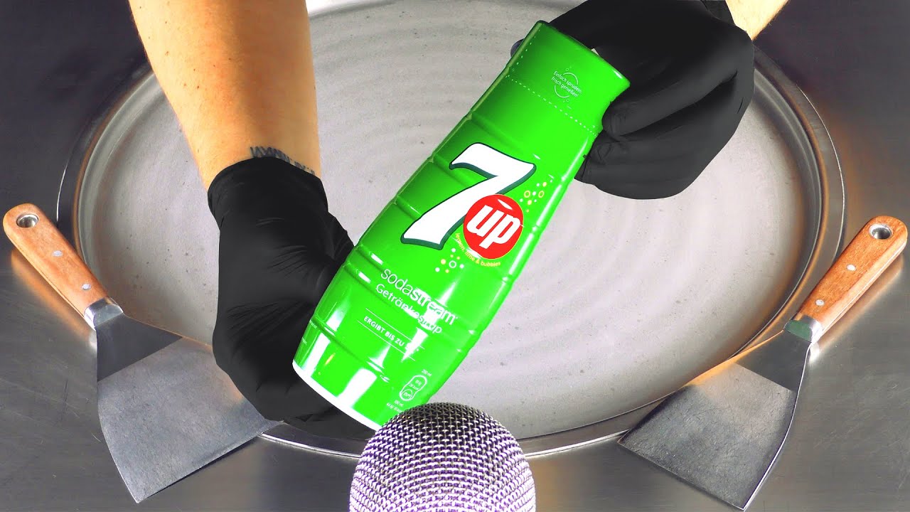 ASMR - 7up Ice Cream Rolls | how to make Lemonade Ice Cream with 7 up Syrup Drink - Beverage ASMR 4k