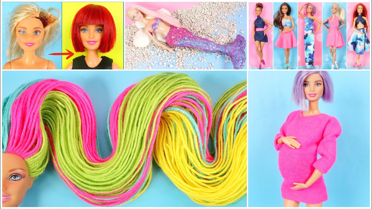 BARBIE HAIRDRESSER, CLOTHES, MINIATURES and MERMAID TRANSFORMATION - PINK BLUE BEST OF 2020 1