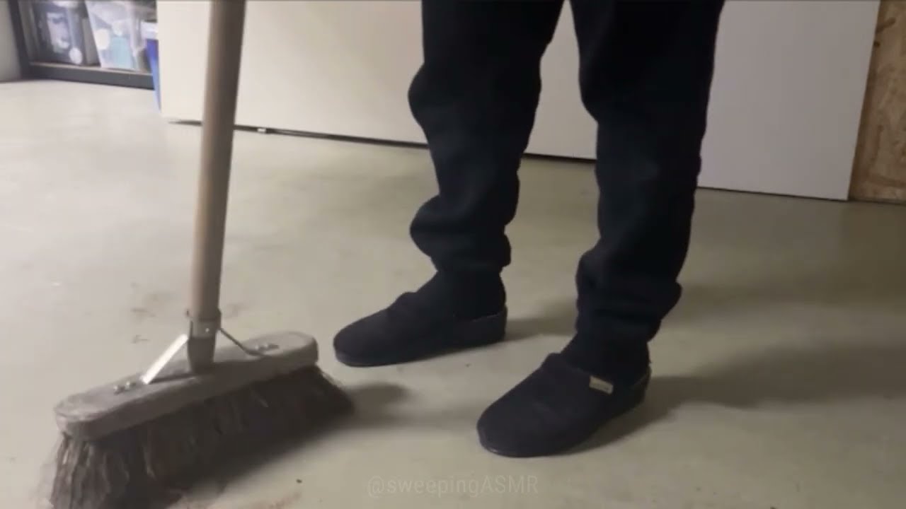 ASMR sweeping garage concrete/cement floor, no talking, sound for relax, healing, satisfying #asmr