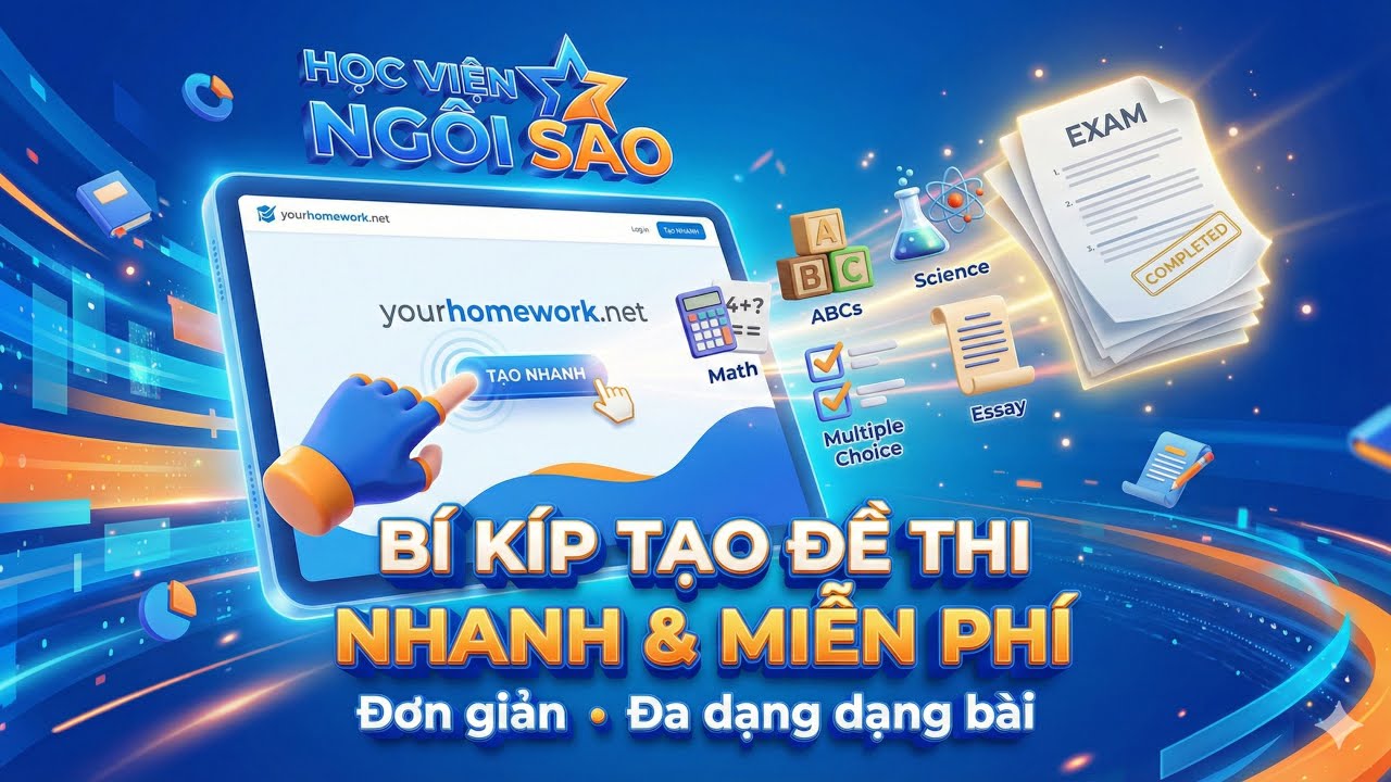 Cách tạo đề thi online NHANH & MIỄN PHÍ trên yourhomework.net