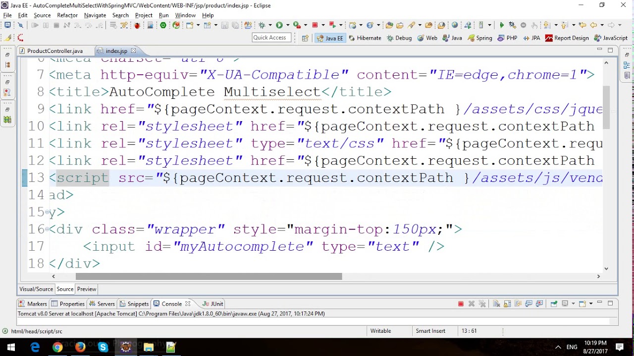JQuery AutoComplete MultiSelect in Spring MVC Framework and Hibernate