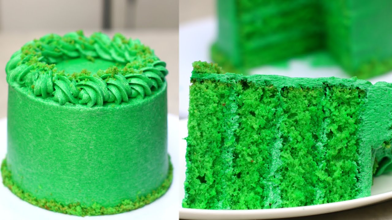How To Make Buttercream Green Cake | Easy Recipe | Fluffy Cake |