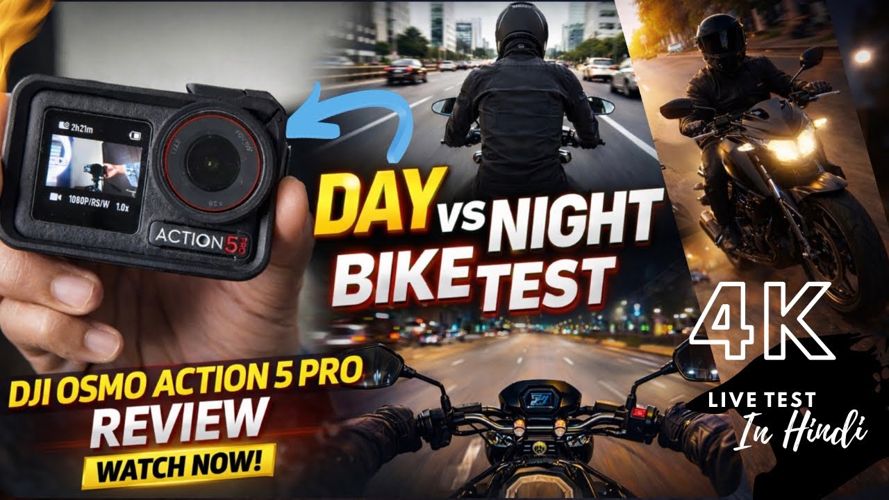 DJI Osmo Action 5 Pro Unboxing & Review | 4K Bike Test 🔥 | Day vs Night | Audio & Stabilization