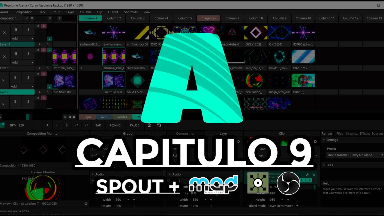 Curso Resolume Arena Cap: 9 Spout / Mad Mapper | Touch Designer | Obs