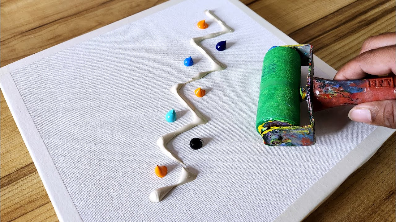 Painting In Just One Minute / Abstract Background Using Rubber Roller / Daily Art 2023 / Day#33