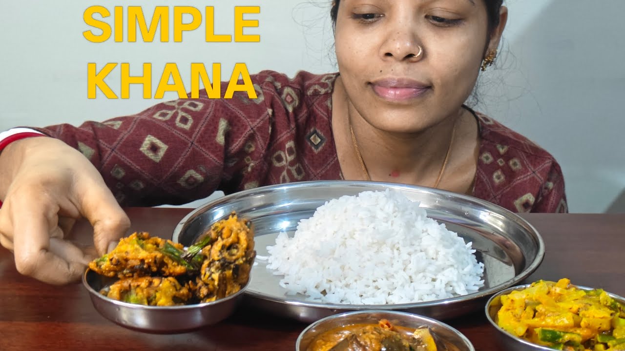 🔥Rice,onion leave pakodi, Brinjal masala and Aloo sorsu kaskas masala #mukbang @foodloversavitha..5