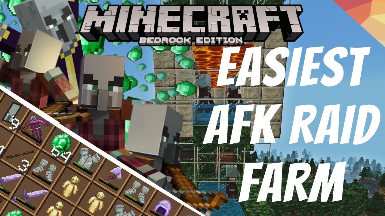 How to Build an EASY FULLY AUTOMATIC AFK RAID FARM in Minecraft Bedrock 1.20!