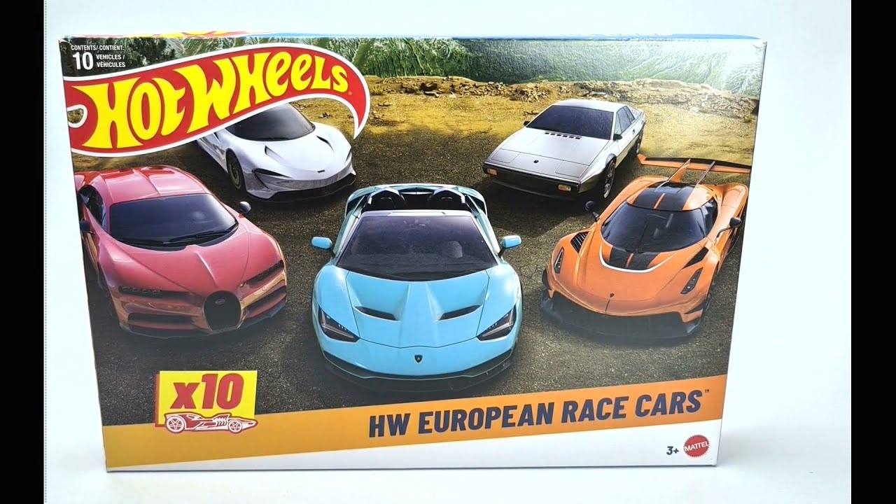 Hot Wheels European Race Cars 10 Pack HYM96 N0711 Unboxing BrickHot