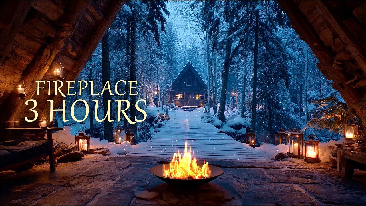 Fireplace Sounds & Soft Winter Wind ❄ 3 Hours | Deep Sleep | No Music