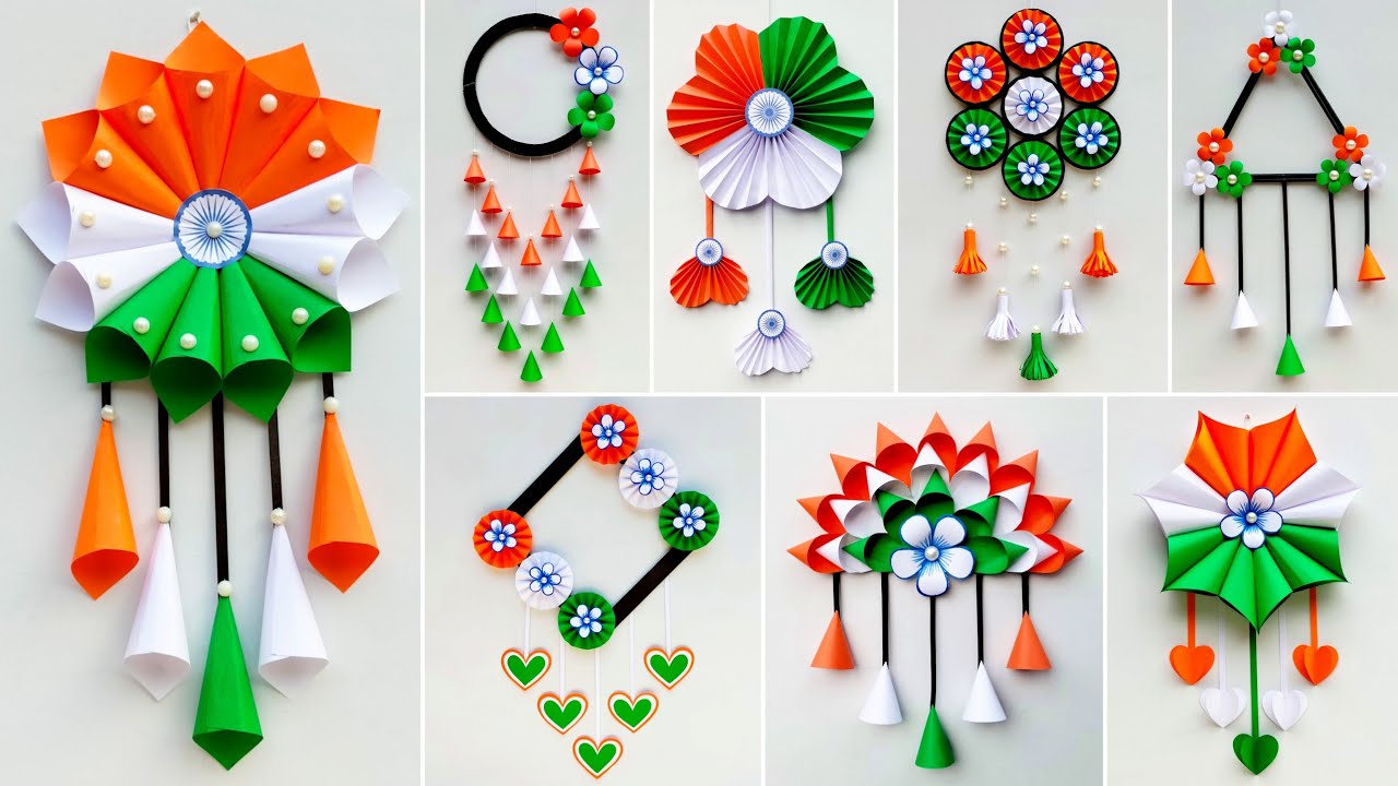 8 Beautiful Republic Day Wallhanging Craft // Tricolor wall decoration ideas // 26th January craft