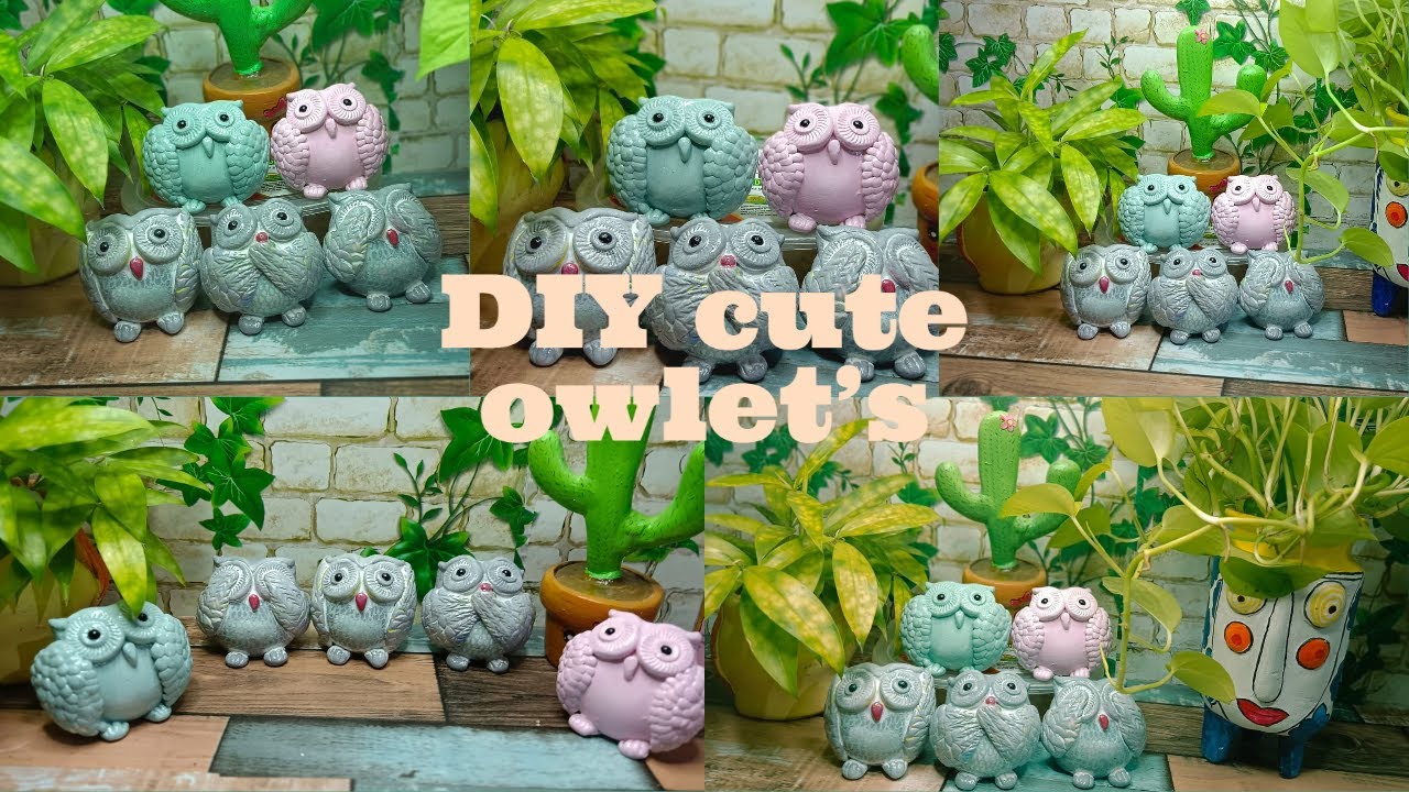 DIY cute owl showpiece | How to make showpiece at home | DIY showpiece | Wall putty craft