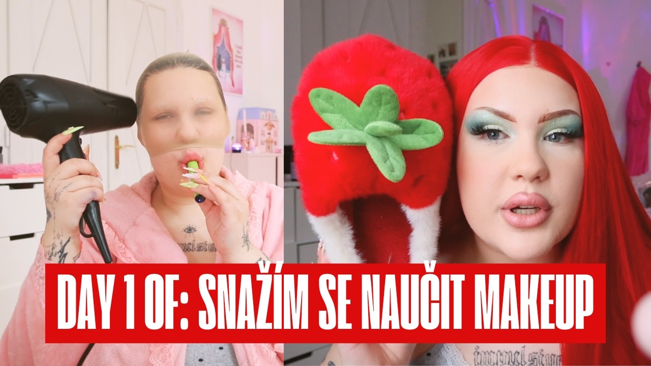 GRWM: jsem nemocná, cítím se na h**no a snažím  se udělat makeup jako jahoda | SugarDenny