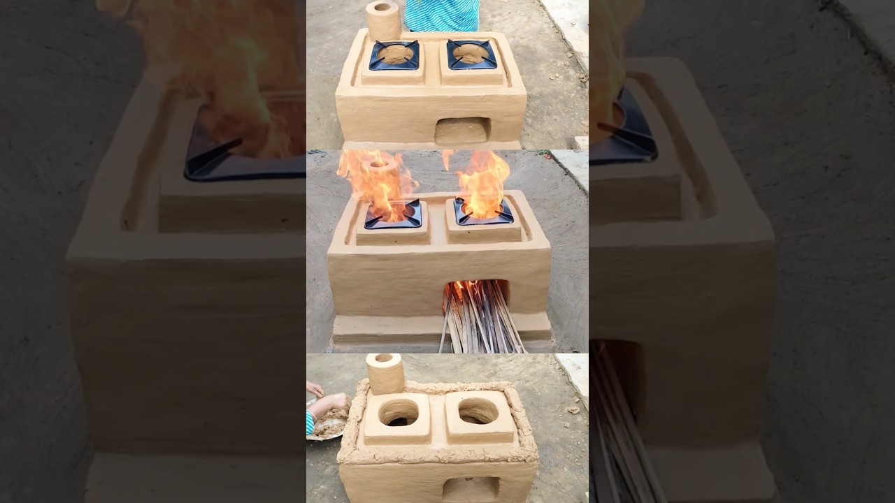 Powerful and Eco-Friendly 2-in-1 Smokeless Wood Stove Using Clay and Bricks | Primitive Tech DIY