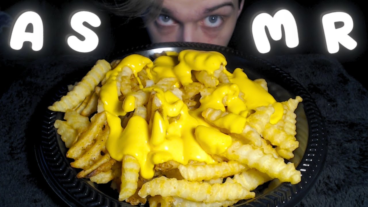 ASMR Eating Cheesy Pile of Fries (Chewing & Crunching Sounds)