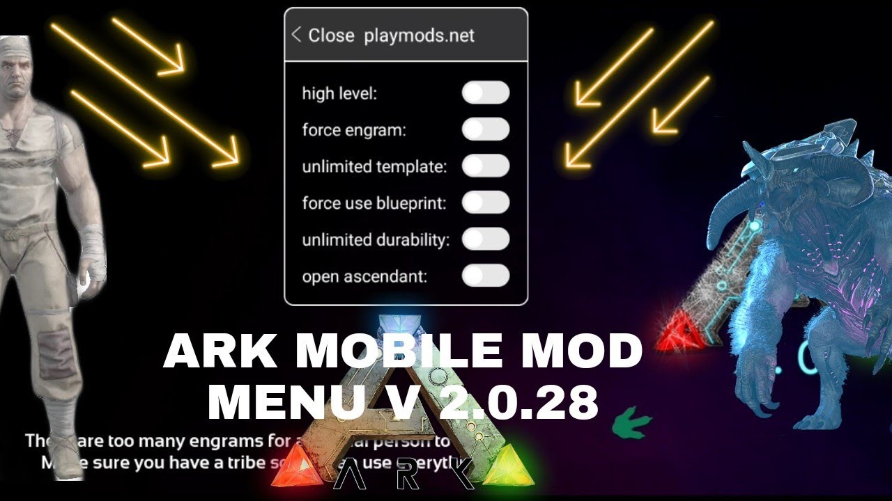 ARK MOBILE | MOD MENU + NO CRASH+ WORK IN ALL DEVICE + VERSION 2.0.28+ MIUI WORKS | LATEST VERSION