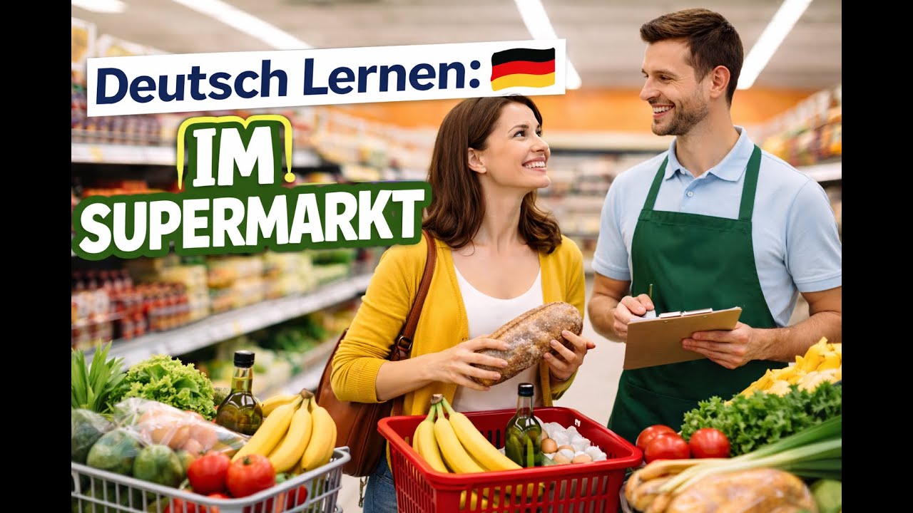 Deutsch Lernen: Simple Conversation – Im Restaurant & Supermarkt | A1–A2 | Learn German For Biginner
