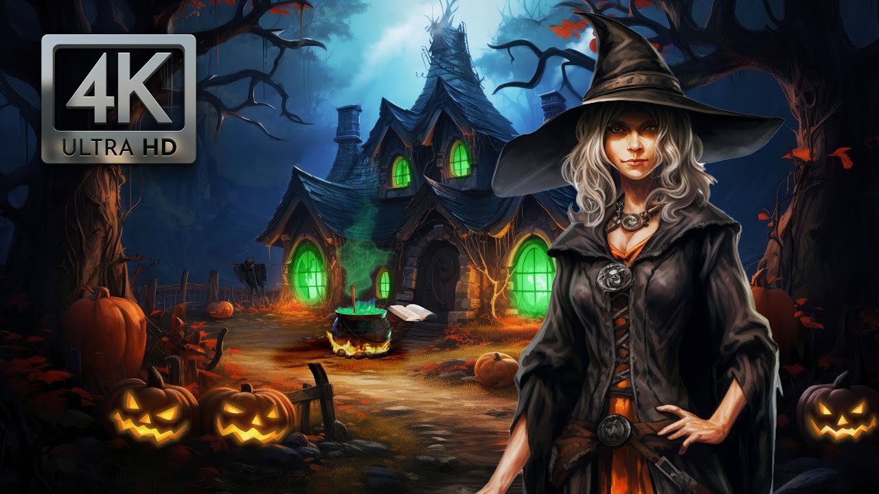 Spooky Witch's Cottage Halloween Ambience, Spooky Sounds, Halloween Music, and Bubbling Cauldron