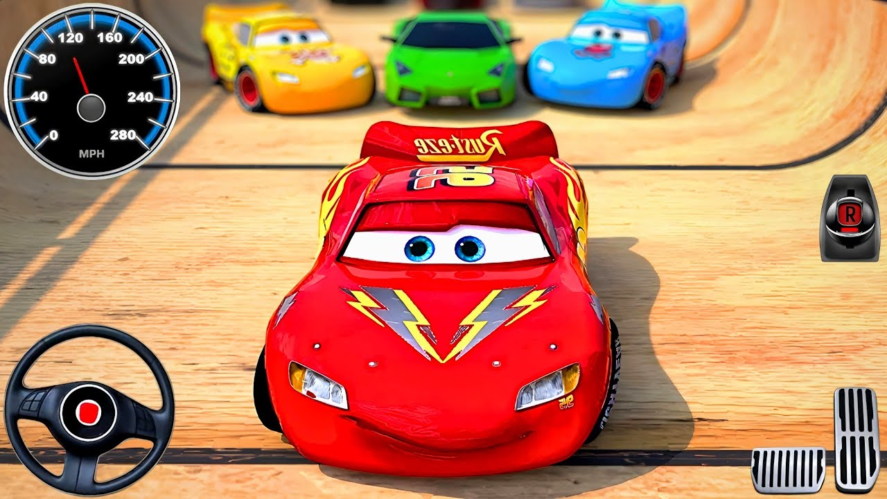 Lighting McQueen & Friends Mega Ramp Stunt - Crazy Stock Cars Street Racing 3D : Android Gameplay 