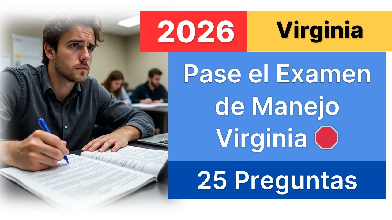 Pase el Examen de Manejo Virginia 2026 🛑 | 25 Preguntas Tipo Examen