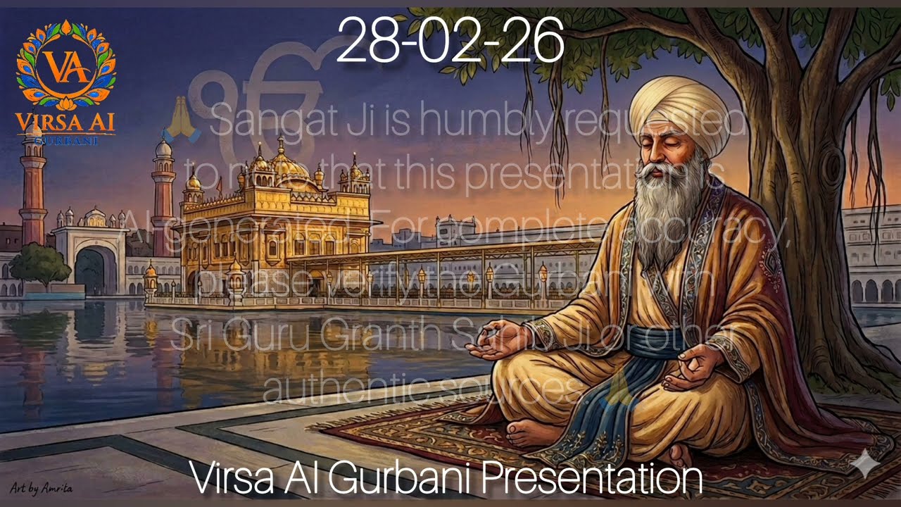 28 Feb 2026. Daily Hukamnama from Sri Darbar Sahib Amritsar In Shabad Kirtan style presentation 🙏 