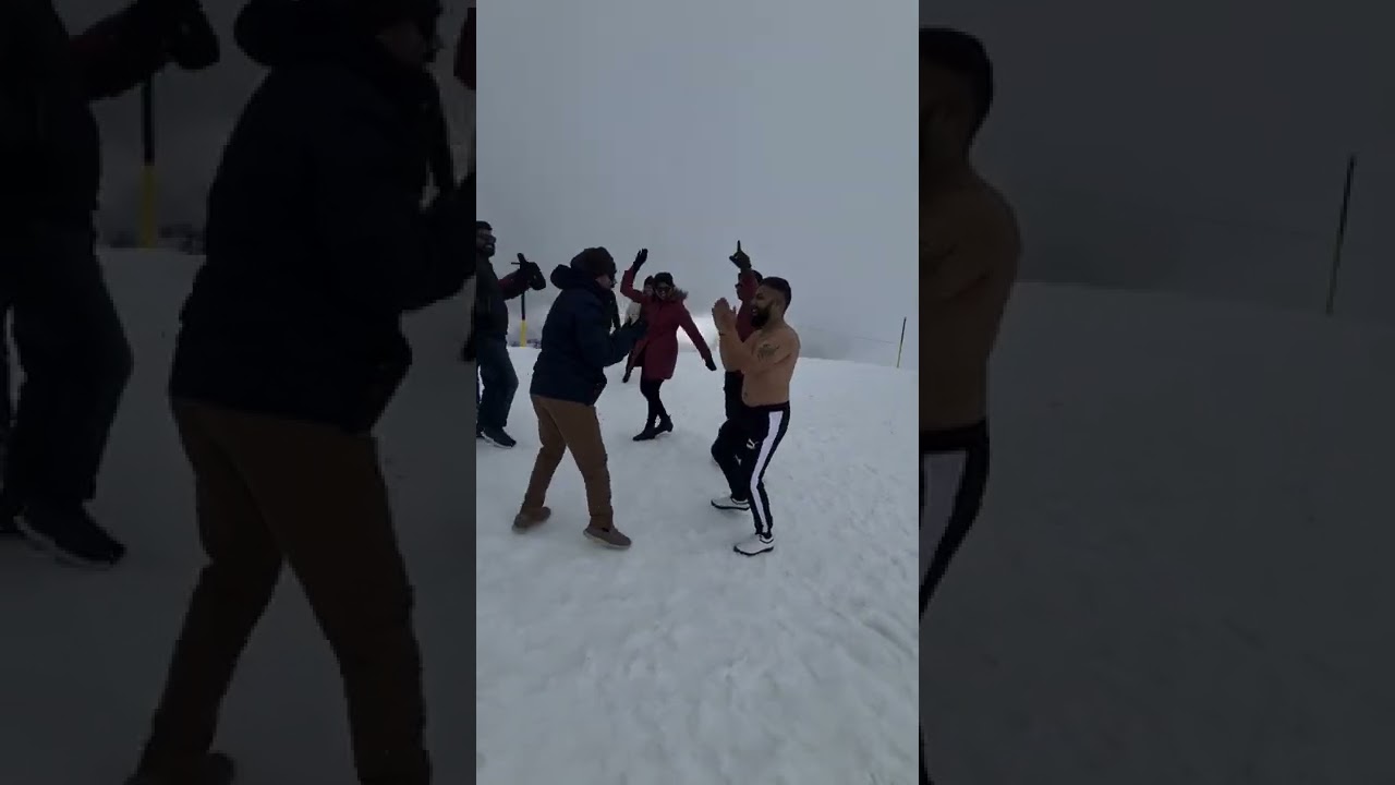 raja gujjar ne Switzerland 🇨🇭 ki baraf mai sabko nacha diya full masti dance .....