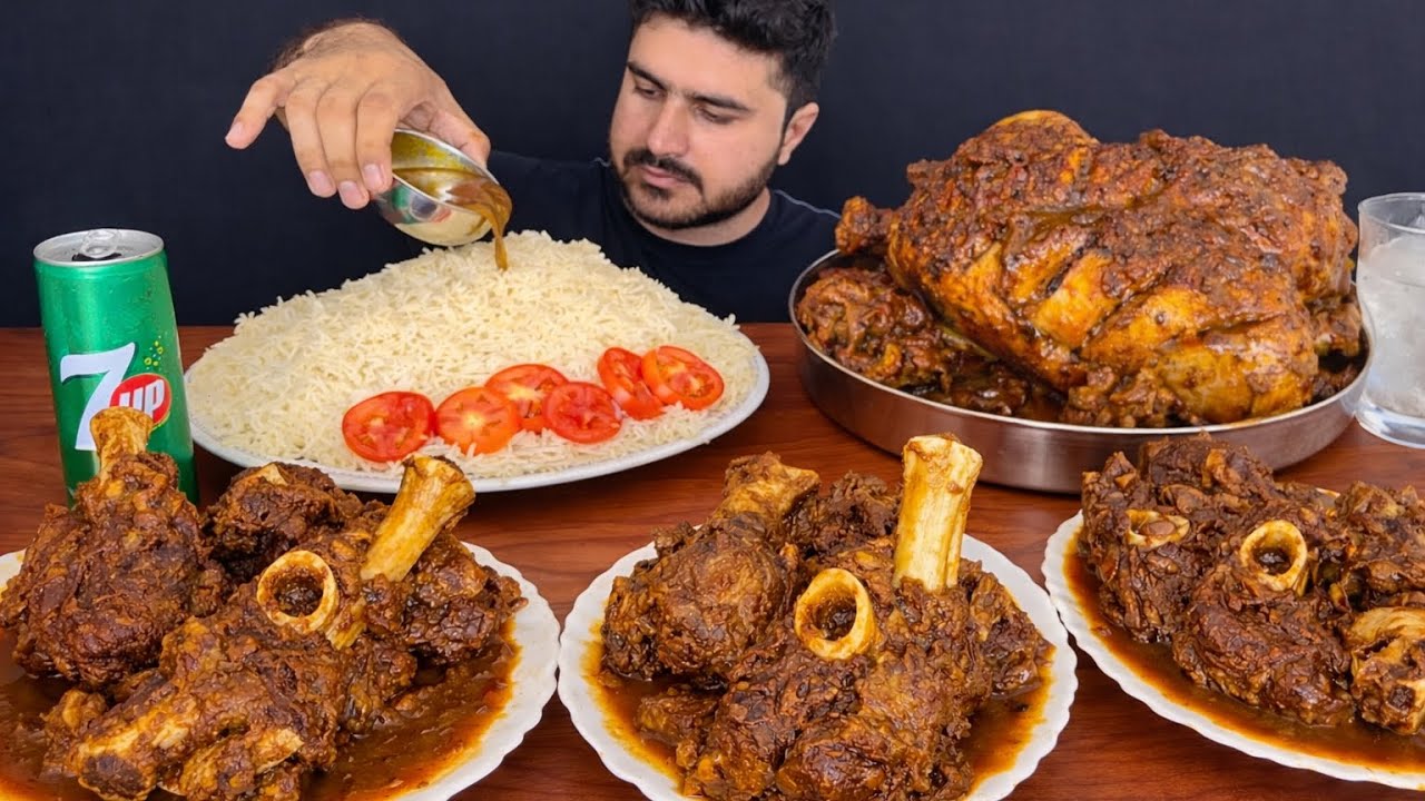 ASMR EATING SPICY WHOLE CHICKEN CURRY+SPICY MUTTON CURRY+WHITE RICE+GREEN CHILLI || MUKBANG