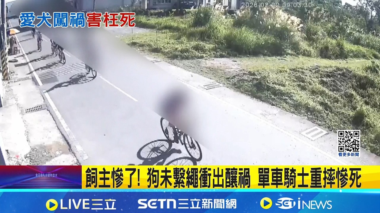 飼主慘了! 狗未繫繩衝出釀禍 單車騎士重摔慘死 狗失控衝! 騎士倒下噴飛 搶救5天仍宣告不治│記者 呂彥 胡芷瑄│新聞一把抓20260314│三立新聞台